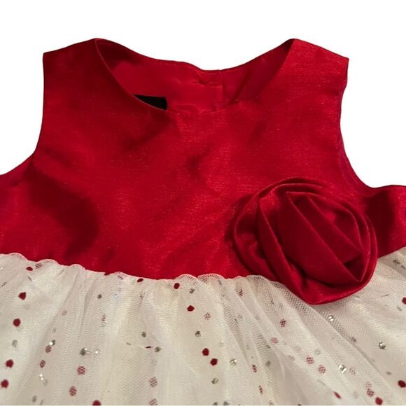 😊3/$30 Baby Girl Holiday Editions Red And Silver Sparkle TuTu Dress Size 3-6 Mo - Picture 6 of 16